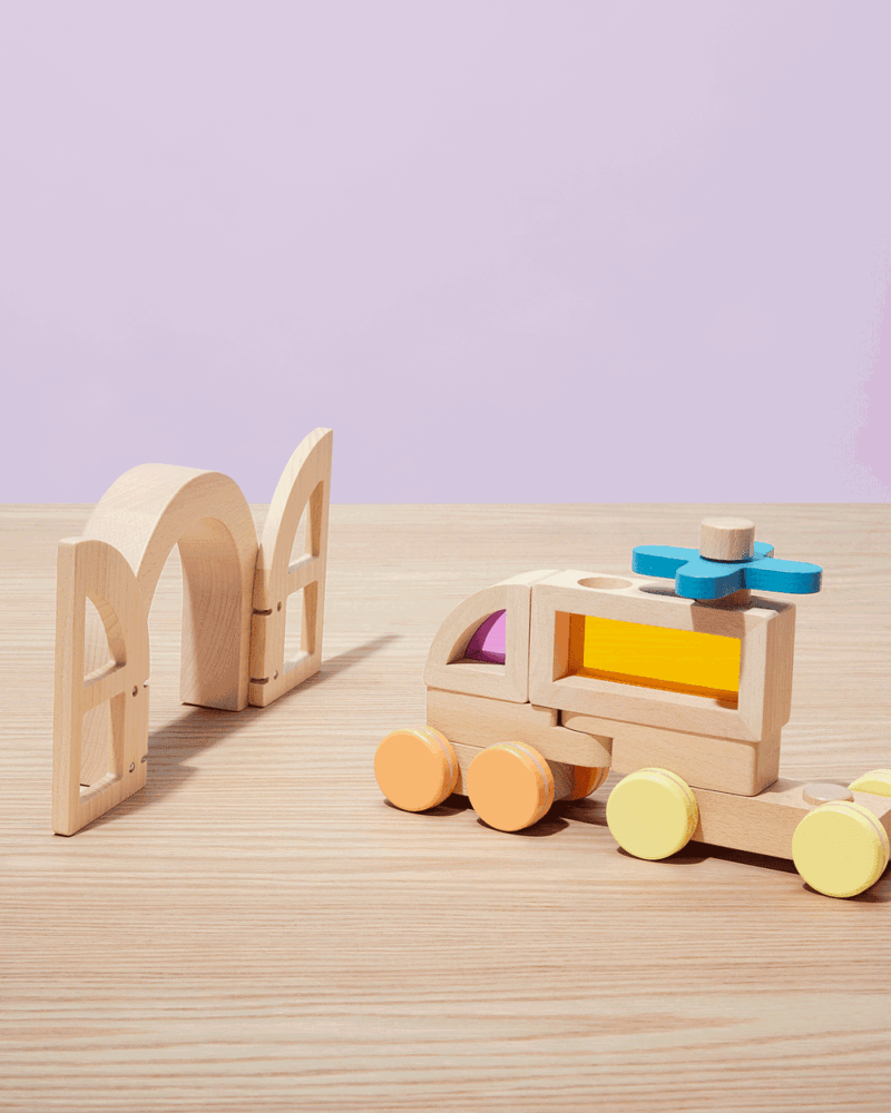 Rainbow Blocks and Cars Building Set