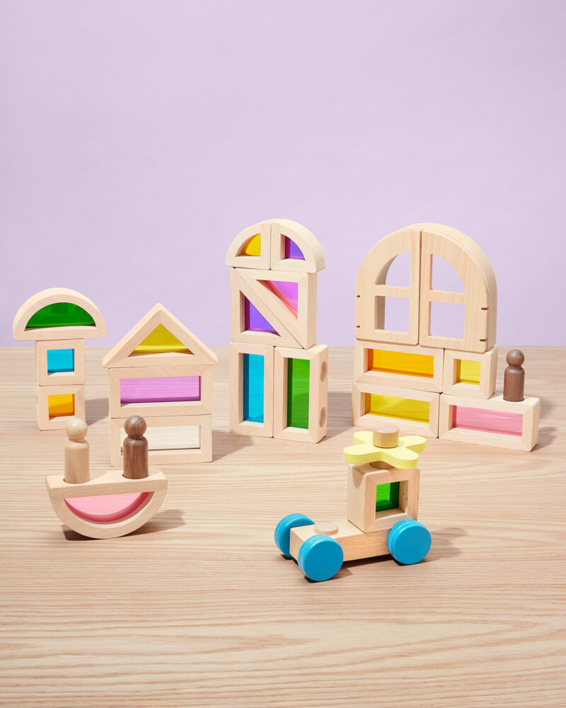 Rainbow Blocks and Cars Building Set - Image 2