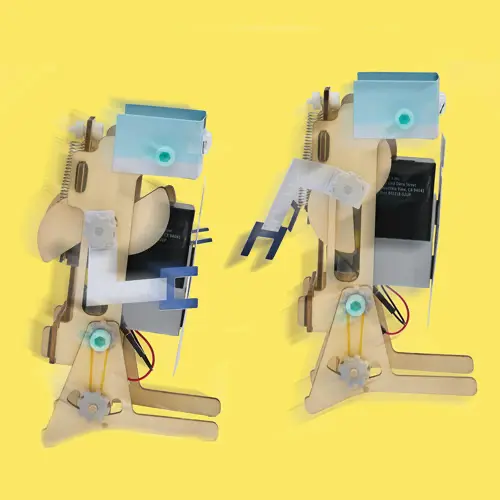 robot in motion of bouncing