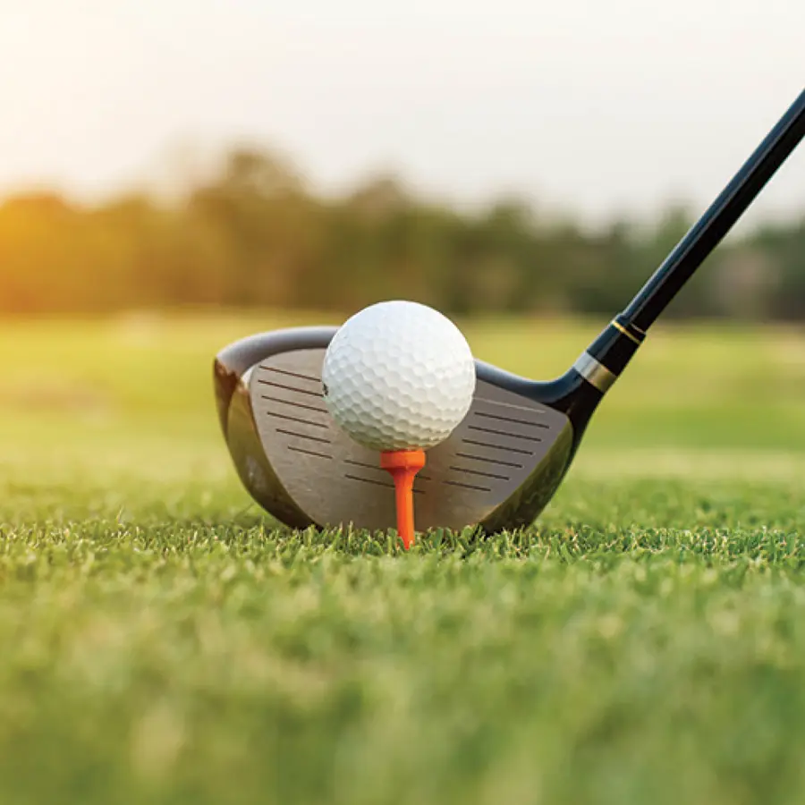 golf ball and club